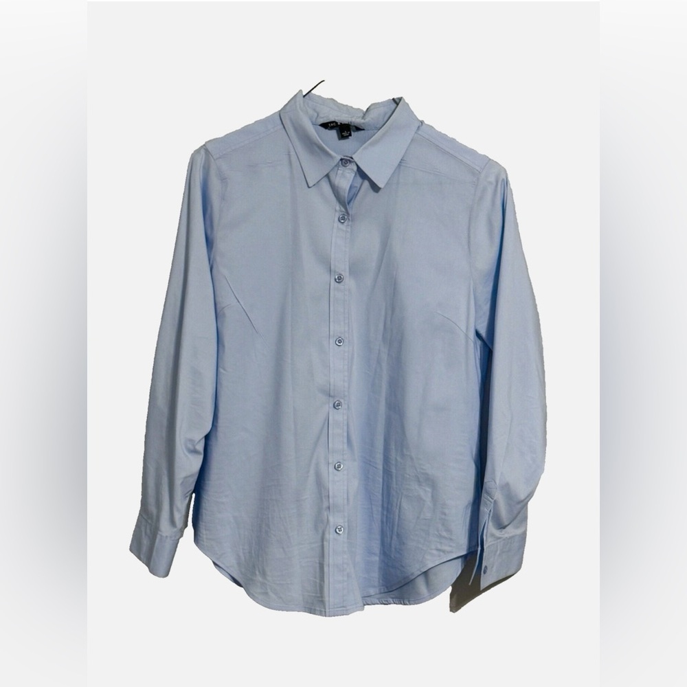 Zac & Rachel Women's Blouse Large Classic Blue with Darts Shirt Top